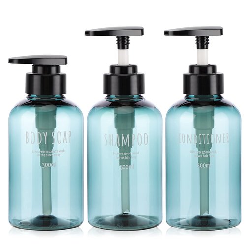 Segbeauty 6 Pack Shower Bottles Refillable, 16.9oz & 10.1oz Shampoo Conditioner Body Wash Bottles, Large Bathroom Soap Lotion Hand Wash Shower Shampoo Dispenser, Empty Refillable Plastic Bottles Blue