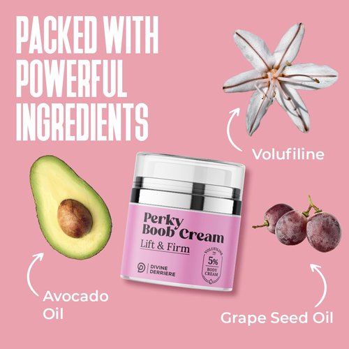Divine Derriere Perky Body Cream - Lift & Firm Skin Tightening Cream for Body - Moisturizing Chest Firming Cream with Volufiline Helps Tighten Saggy Crepey Skin for a Perkier Look & Toned Décolleté
