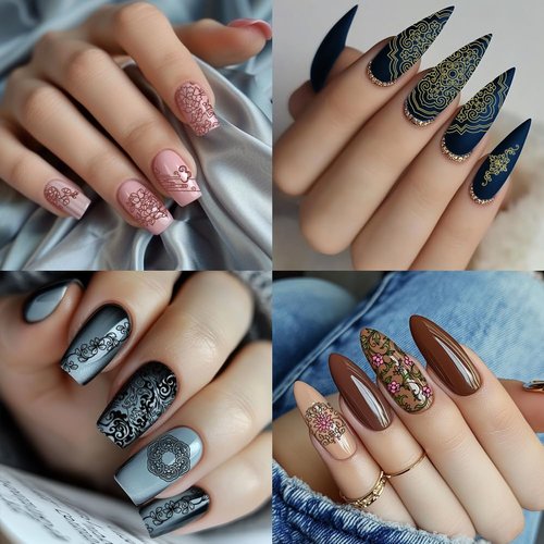 PH PandaHall 3pcs Chinese Porcelain Nail Stamping Plates Dragon Phoenix Patterns Nail Art Templates Pottery Texture Nail Art Stencils Flower Nail Image Plates for Women Nail Design Salon 4.7x2.3 Inch
