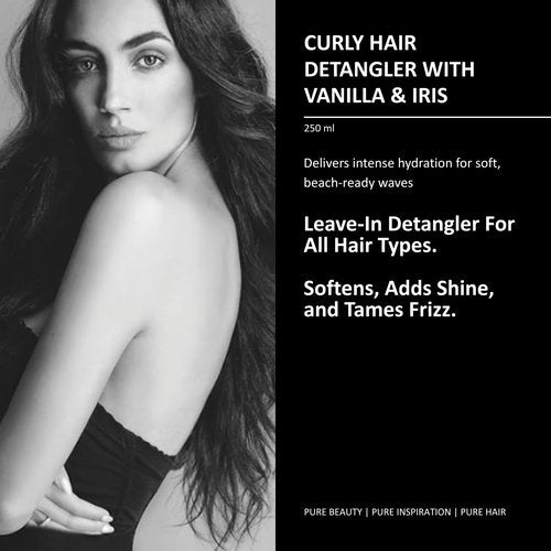 pH PURE HAIR Leave-In Detangler Spray – Curly Hair Detangler with Vanilla & Iris – Lightweight Curl Conditioner & Moisturizer for Shine, Frizz Control & Softness – Italian Luxury Hair Care - 8.45 Oz