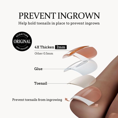 btartboxnails Short French Tip Press On Toenails - Solid Nail Gel Glue