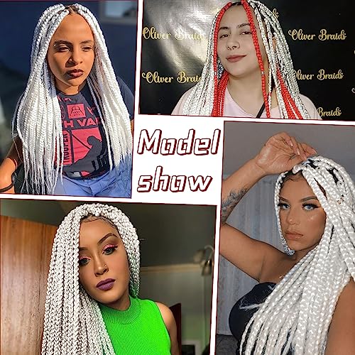 Braiding Hair Pre Stretched 26inch 3 Packs White Braiding hair Extensions Synthetic Crochet Braids, Hot Water Setting Professional Soft Yaki Texture. (26inch(3Packs),White#)