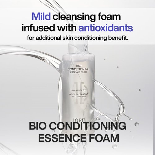 IOPE BIO Conditioning Essence Foam Facial Cleanser | Gentle Makeup Cleansing & Moisturizng for Sensitive Skin, Antioxidant, Daily exfoliation with PHA, Korean Face wash, 6.08 Fl Oz