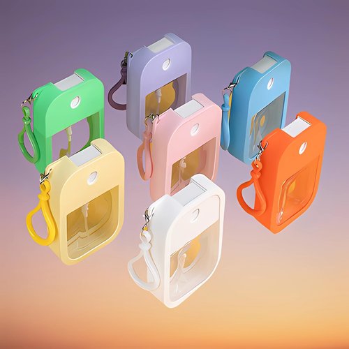 EMISSU 7 Pieces Portable Perfume Spray Bottle for Travel, 38ml Mini Reusable Card Sprayer Bottle with Hook and Silicone case for Hand Sanitizer Fragrance Cosmetic (Multicolor)