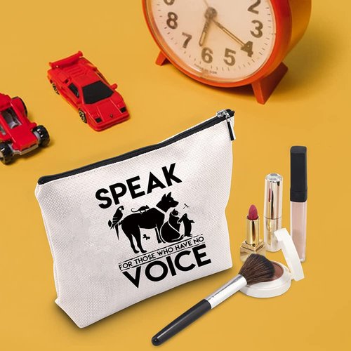 TSOTMO Vet Tech Gift I Speak for Those Who Have No Voice Gift Animal Rescue Gift Veterinarian Makeup Bag Gifts Veterinary Medicine Graduation Gift (No Voice)