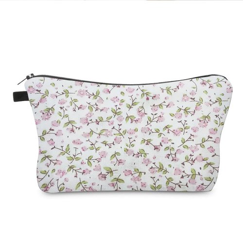 FITINI Makeup Bag Travel Small Portable Cosmetic Organizer Pouch for Women Zipper Waterproof Clutch Toiletry Storage,Floral Pink