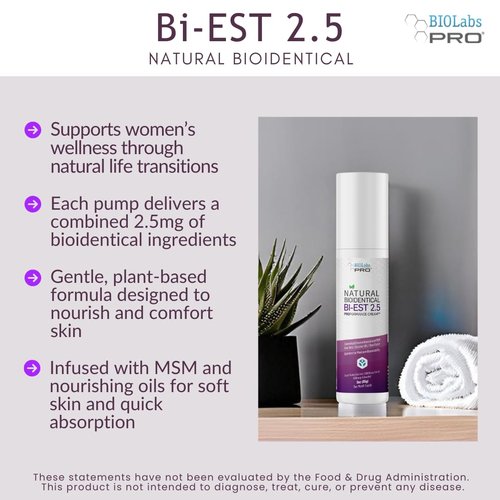 UltraSpa Skincare BioLabs PRO Natural Bioidentical Estro 2.5 Cream, Combo for Women Two Month Supply (Unscented-3oz)