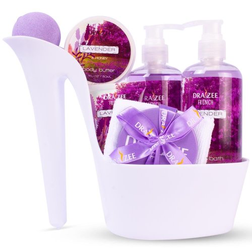 Luxury Spa Gifts for Women – 8 Pc Lavender Scented Bath and Body Set with Bubble Bath, Lotion & More – Luxury Self Care Kit for Wife, Mom, Girlfriend, Birthday Gifts for Women by Draizee