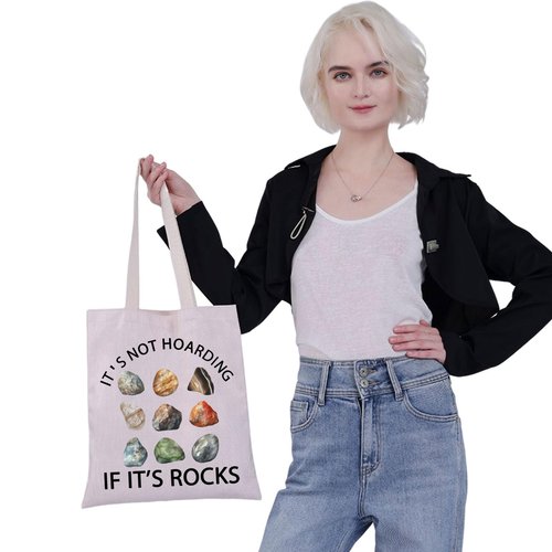 G2TUP Rockhounding Gifts Rock Collector Shoulder Bag Geologist Tote Bag It's Not Hoarding If It’s Rocks Lover Gift (Rock Tote Bag)