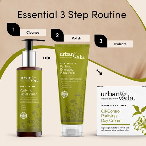 Urban Veda Purifying Face Wash | Clarifying & Detoxifying| Simple FaceWash for Pimple and Acne Prone Skin |Cooling & Refreshing Face Wash for Men & Women | For Oily and Combination Skin| 5.1 Fl Oz