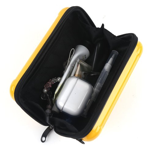 ASUNFO Yellow Hard Shell Cosmetics Case Carrying Hard Bag for Toiletry Storage Cross Body Bag with Shoulder Strap for Detachable Grip Rope and Shoulder Strap for Travel