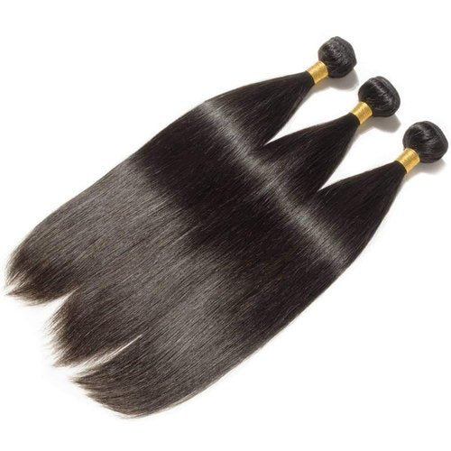 Straight Human Hair Bundles 12 12 12 Inch Trippy Hair Quick Weave 3 Bundles Human Hair 100% Unprocessed Raw Brazilian Virgin Hair Extensions for Black Women Natural Color