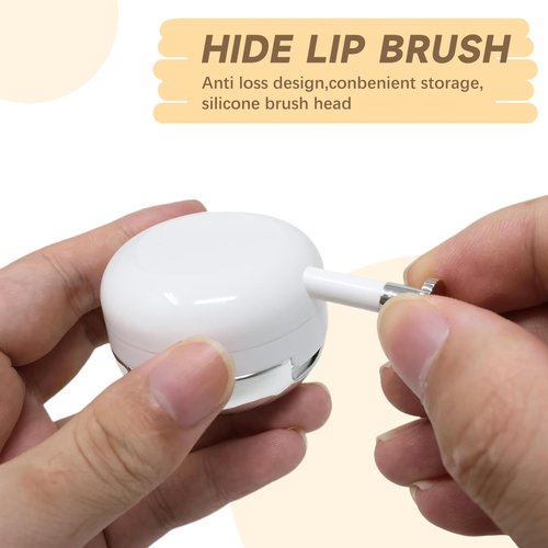QIYUDA 2 Pcs Lip Balm Jars Container, Lip Makeup Applicator Lip Gloss Empty Sample Jars Case Box with Mirror and Silicone Lip Brush