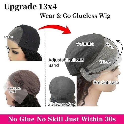 SODLIS Wear and Go Glueless Short Curly Bob Wig Human Hair Pre Cut 13x4 Deep Curly Lace Front Wigs Human Hair Pre Plucked Glueless Bob Wigs For Black Women Natural Hairline 150% Density（8 Inch）