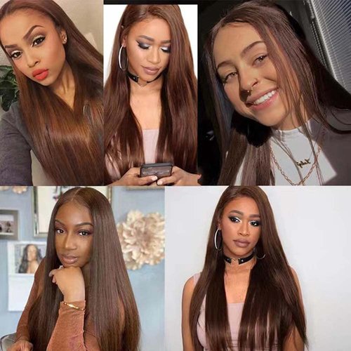 Hydtxc Human Hair Bundles 12 14 16 Inch Dark Brown Color 30 Straight Bundles Human Hair 12A Raw Unprocessed Brazilian Virgin Quick Weave Hair for Black Women