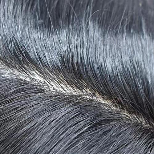 Toupee for men Hair Replacement System European Men Hairpiece 8X10 Full Poly Mens Toupee Durable Thin PU 0.1-0.12mm Male Prothesis Hair Unit 1B# OFF BLACK,8X10'' 120% Medium Light to Medium Density