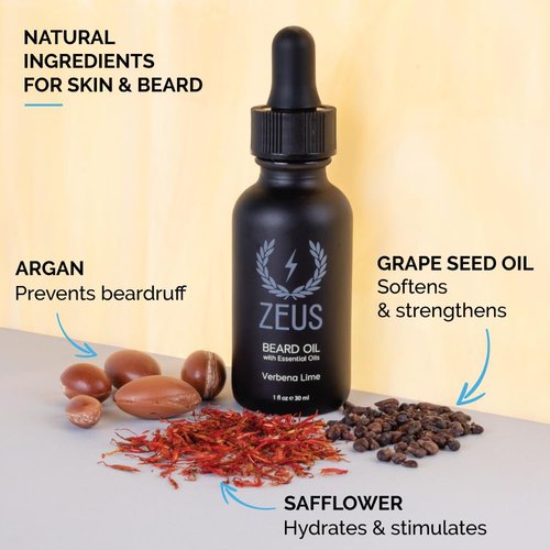 ZEUS Natural Beard Oil for Men, Premium Grooming Oil to Soften, Hydrate, Condition & Control Frizz in Beard and Mustache (Made in USA) Vanilla Rum