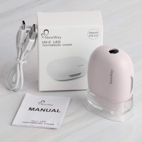 NewWay Mini Toothbrush Cover Rechargeable Travel Toothbrush Case with Holder for Houshold and Traving or Business Trip Pink