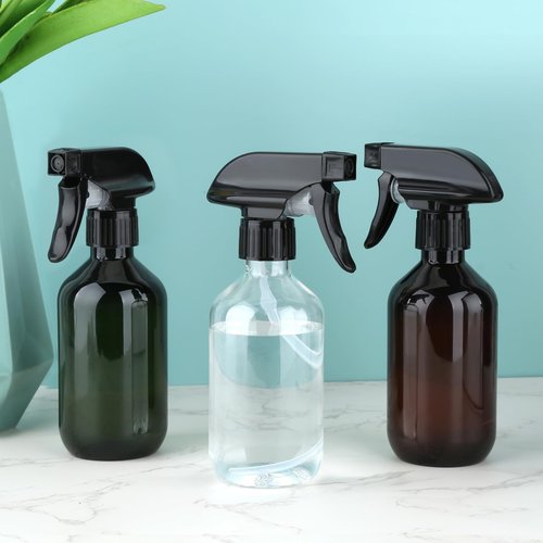 Arkeiliy 2-Pack Leakproof Spray Bottles (300ml/10oz) - Adjustable Nozzle for Fine Mist & Jet Stream | Premium Refillable Plastic Bottles for Hair Styling, Plant Misting, Cleaning Solutions (Clear)