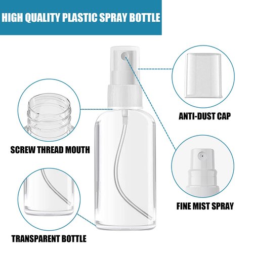 AODESTINY 100PCS 1oz/30ml Small Spray Bottle, Clear Fine Mist Spray Bottle Mini Empty Hair Spray Bottle, Plastic Refillable Cosmetic Containers for Plants, Cleaning, Misting & Skin Care