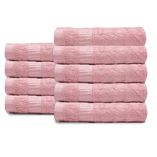 MUSH Rayon Derived from Bamboo Face Towel Washcloth | Ultra Soft, Absorbent Towel for facewash, Gym, Pool, Travel, Spa, and Yoga | 500 GSM 13 x 13 Inches | Pack of 9, Pink