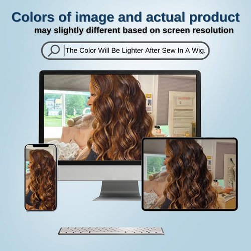 ALHER 4/27 Honey Blonde Highlight Body Wave Ombre Human Hair Bundle 16 Inch Brown Colored Bundles 12A 100% Brazilian Virgin Remy Human Hair Soft Wavy Weave 4/27 Highlight Color