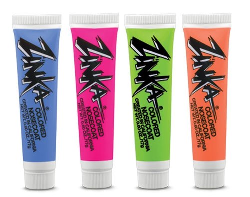 Zinka Colored Sunblock Zinc Waterproof Nosecoat 4 Pack Bundle .6oz Tube - Blue/Pink/Green/Orange