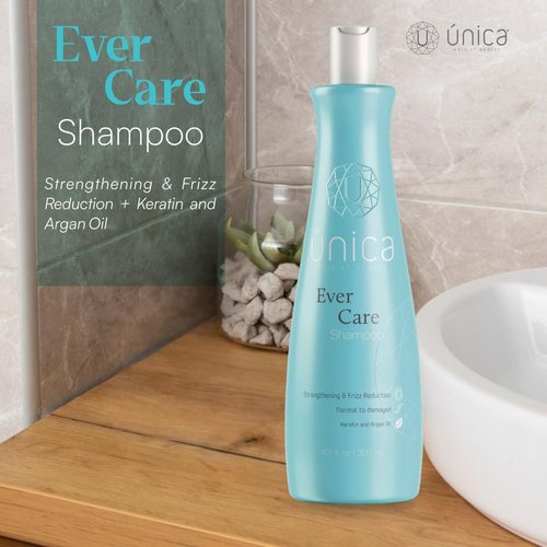 U ÚNICA WORK OF BEAUTY Ever Care Smoothing Shampoo – Keratin, Collagen & Argan Oil for Frizz Control, Repair & Hydration – Daily Lightweight Cleanser for Dry, Curly & Damaged Hair – 10 oz