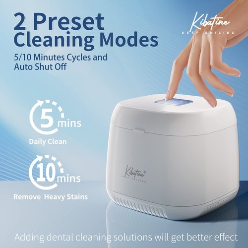 Ultrasonic Retainer Cleaner Machine with 4 UV Lights for Denture Aligner Retainer Mouth Guard Jewelry Rings, Ultrasonic Denture Cleaner for All Dental Appliances