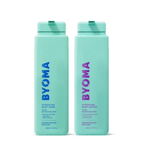 BYOMA Hydrating Body Wash & Lotion Bundle - Moisturizing Duo for Normal to Dry Skin - With Squalane, Tri-Ceramide Complex, Shea Butter & Beta Glucan - Cleanse, Soothe & Strengthen Skin Barrier