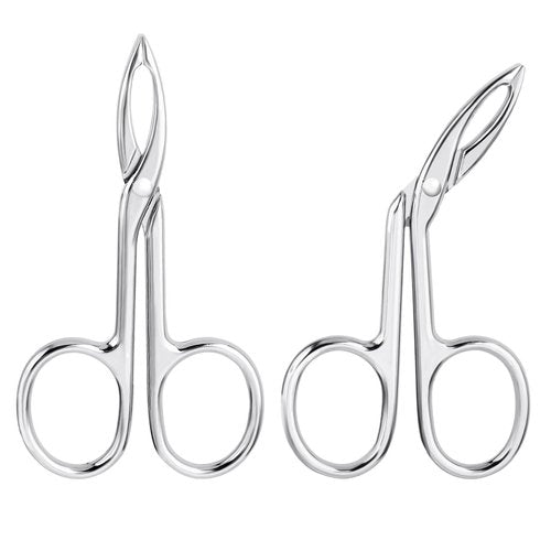 Gjinxi 2Pcs Eyebrow Tweezers Scissor Handle Set, Flat Straight Tip Tweezers Hair Plucker Slanted Tip Shaped Eyebrow Facial Remover Stainless Steel for Hair Plucker Remover Facial Hair Eyebrows Care