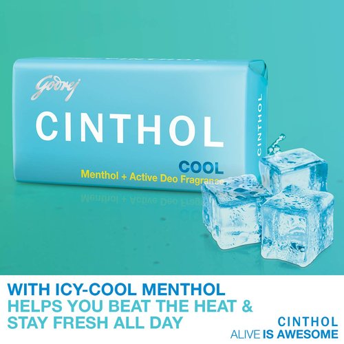 Cinthol Bath Cool Soap, 100g (Pack of 5) (Buy 4 get 1 free)