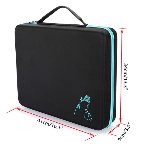 Hipiwe 120 Bottle EVA Essential Oil Storage Carrying Case Hard Shell Exterior Essential Oils Organizer Holder Traveling Bag with Foam Insert, Holds 5ml 10ml 15ml Essential Oils (X-Large, Black+Blue)