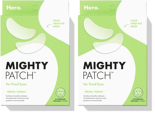 Mighty Patch HERO COSMETICS for Tired Eyes Patches - Soothing Hydrogel Patches - Awakens and Visibly De-puffs Undereyes with Multiple Applications (6 Count) (Pack of 2)