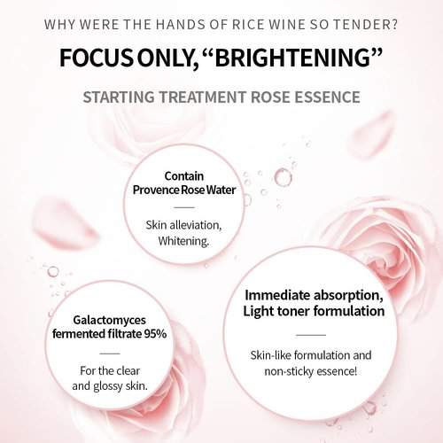 SECRETKEY Starting Treatment Essence Rose Edition, Nourishment & Hydration, Skin Soothing, Skin-texture Care, 94% of Galactomyces and Rose Water Synergy 5.07 fl. Oz. / 150ml, For Sensitive Skin