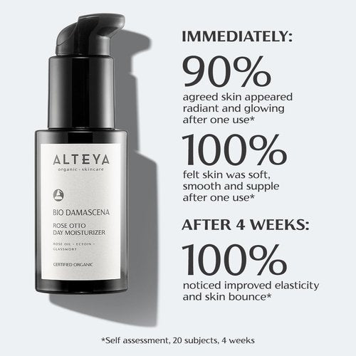 Alteya Organics Day Moisturizer Certified Organic Skin Care 1.7 Fl Oz/50 mL Bio Damascena Award-Winning Face Cream With Organic Bulgarian Rose Oil
