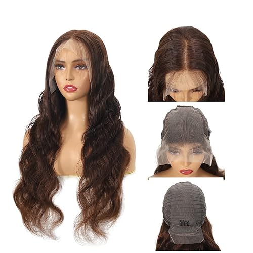 13X6 Chocolate Brown Body Wave Lace Front Wigs Human Hair Wig 200% Density HD Transparent Lace Frontal Wigs Human Hair Pre Plucked With Baby Hair