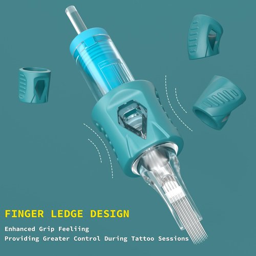 50Pcs Tattoo Cartridge Needles Assorted Mixed Size #10 Round Liner Shader Magnum 5RL 7RL 9RL 5RS 7RS 9RS 15M1 21M1 15RM 21RM with Membrane Needles for Tattoo Gun Machine