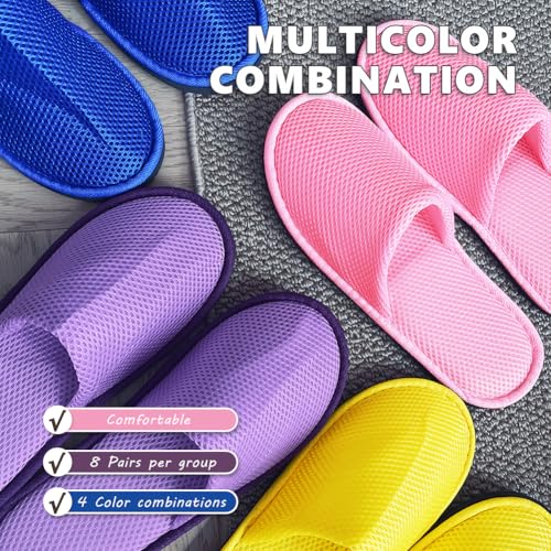 GONG GONG 6-8 Pairs Mash Cloth Disposable Slippers, Machine Washed & Reused, Closed Toe Guest Slippers for Guest, Bathroom, House, Hotel, Party, SPA