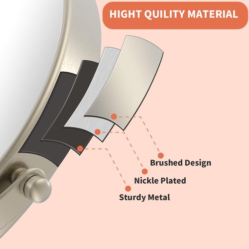 Erlingeryi 8" Wall Mounted Makeup Mirror 1X/ 10x Magnifying Mirror Double Sided Vanity Makeup Mirror for Bathroom Nickel Brush Finish