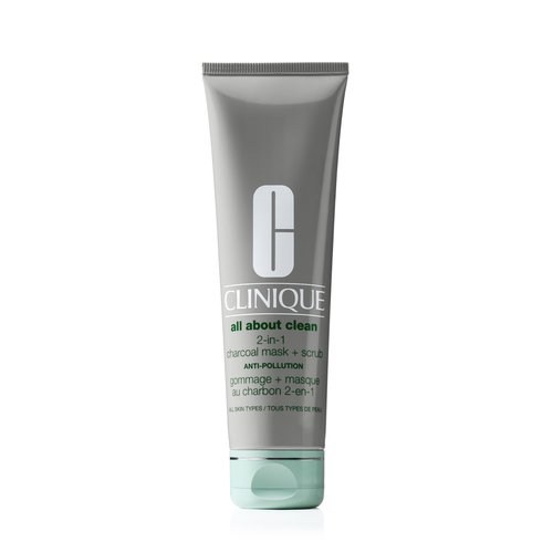 Clinique All About Clean 2-in-1 Charcoal Mask + Clay-Based Scrub, Cleansing Face Mask + Exfoliating Face Scrub For All Skin Types | Exfoliating + Refining, 3.4 Ounce