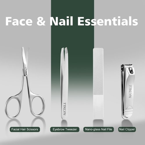 TTKLYN Manicure Kit for Women, Stainless Steel Nail Kit with PU Leather Case, Precision Pedicure Tools for Feet