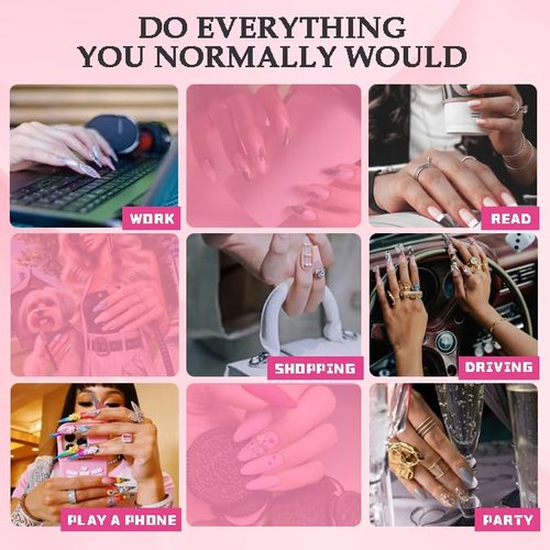 GGddsha 2025 Kawaii Bear Dream Tracks Reusable Handmade PMMA Acrylic Press on Nails w/Box Gifts for Women (Sweet Gummies, M)