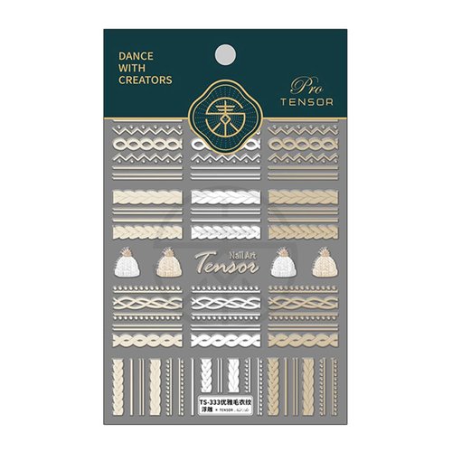 1 Sheet Winter Knit Sweater Cloth Pattern Nail Stickers,5D Acrylic Engraved Nail Sticker Art Decoration,Self-Adhesive DIY Nails Sticker French Stripe Line Nail Decals for Acrylic Nails Manicure
