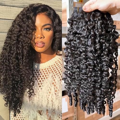 YMS 3C4A Burmese Curly Human Hair Bundles 18 Inch 16A Curly Bundles Human Hair Unprocessed Burmese Raw Hair Extension Real Human Hair Natural Color Spiral Curly End Real Hair Weft Extensions