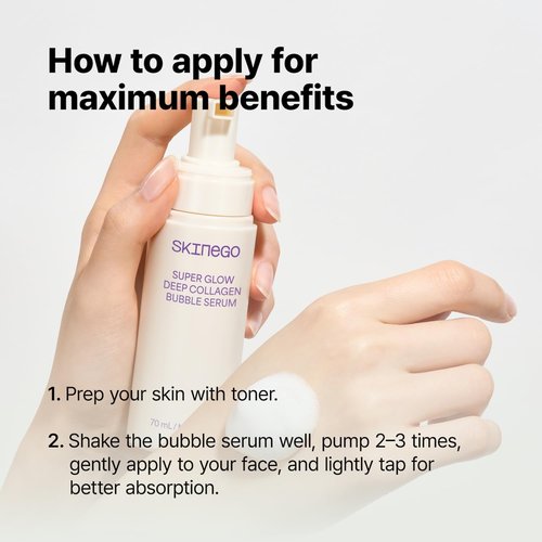 SKINEGO Super Glow Deep Collagen Bubble Serum with 1,005,189ppb Collagen – Anti-Aging, Hydrating, Skin-Firming, Fine Line Care, Korean Skincare – 2.36 fl.oz