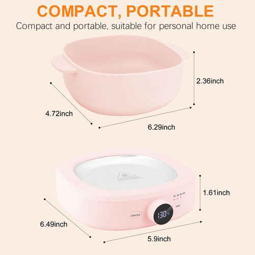 Digital Hair Removal Wax Warmer, Adjustable Temperature Waxing Machine for Women Hair Removal, Face, Bikini, Legs and Body, with Silicone Wax Pot Liner (Pink)
