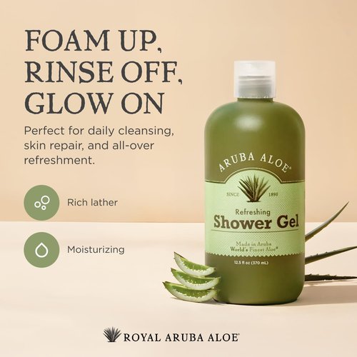 Aruba Aloe Refreshing Shower Gel - Gentle Cleansing, Soap-free, Hydrating Formula - Suitable for Sensitive Skin - 8.5 oz Bottle