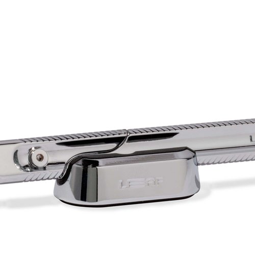 Leaf Shave | The Leaf Dermaplaner Stand, Chrome - Weighted Metal Dermaplaner Stand with Non-Slip Grip