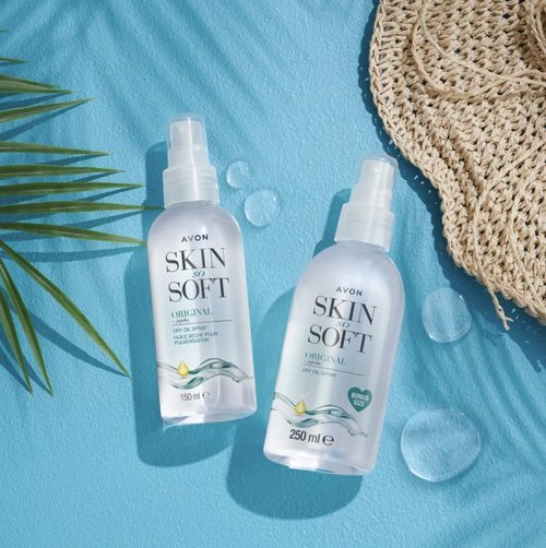 AVON SKIN SO SOFT Original Jojoba Dry Oil Spray - 8.45 Fl.oz, Body Oil After Shower (2- PACK)
